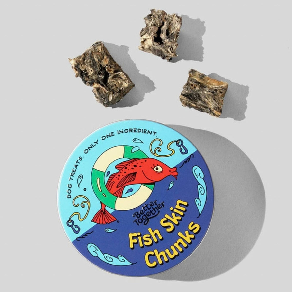 Dried Fish Skin Chunk Dog Treats - Tin Can
