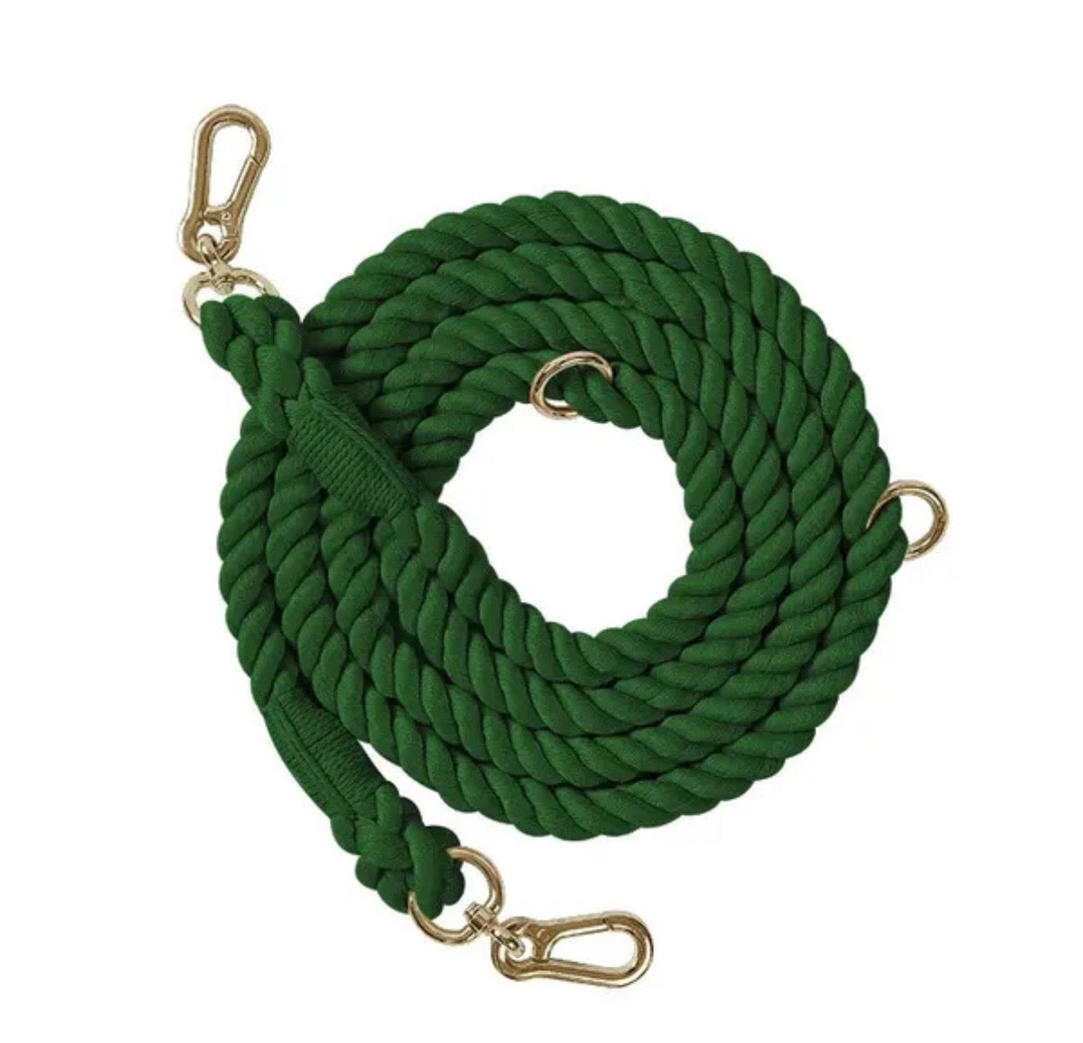 Forest-Green Braided Handsfree Rope Leash 8.5ft