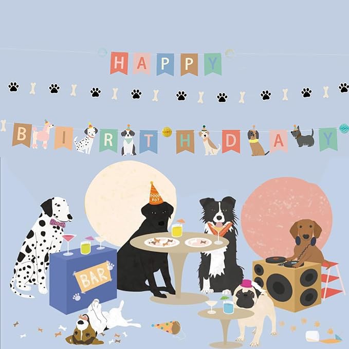 Dog Birthday Party Supplies - Dog Birthday Banner Dog Banner - Happy Birthday Banner - Cute Dog Banner Dog Theme Room Decor (Dog Happy Birthday)