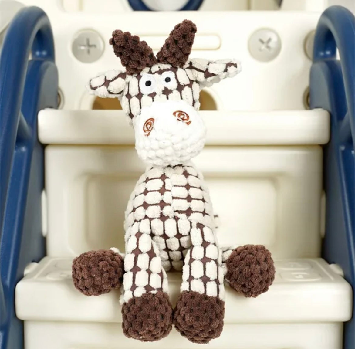 Donkey Shape Corduroy Chew Toy -White