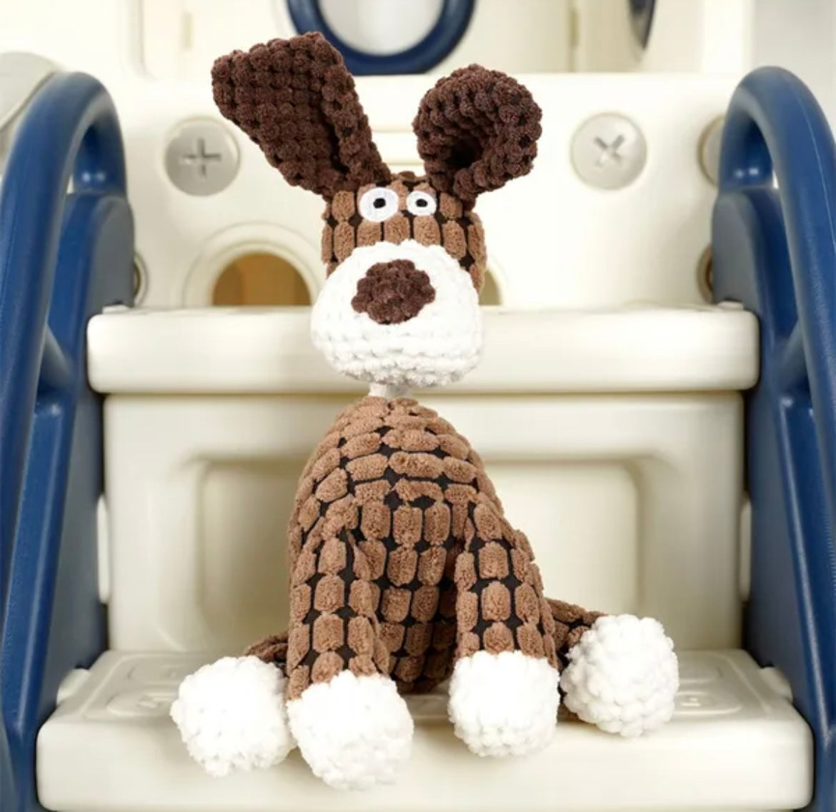 Donkey Shape Corduroy Chew Toy - Brown