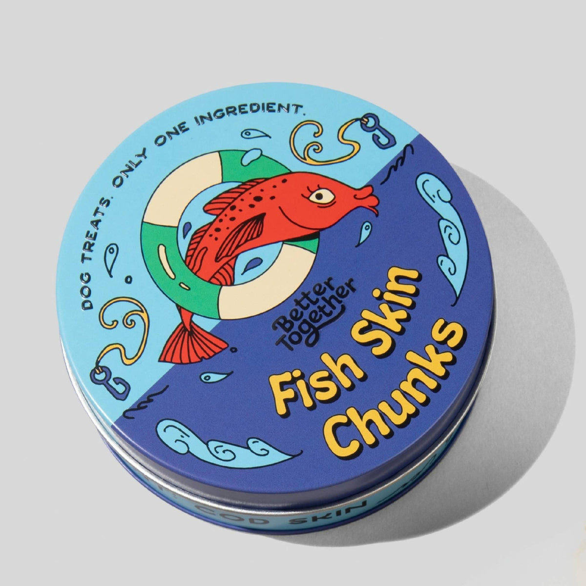 Dried Fish Skin Chunk Dog Treats - Tin Can