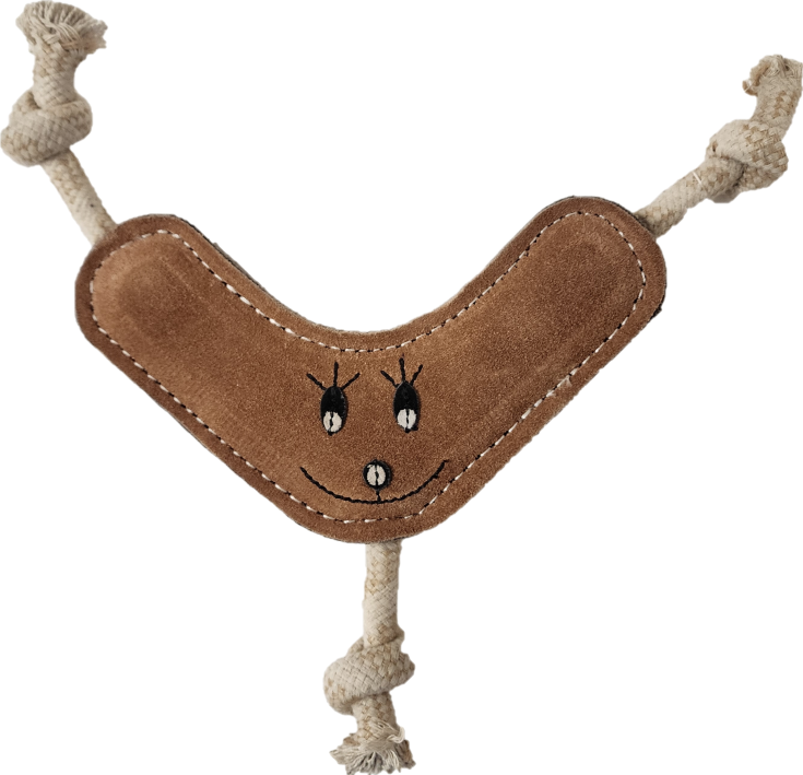 TUFF TOYS Leather Dog Toys made of Durable water buffalo lea: Boomerang