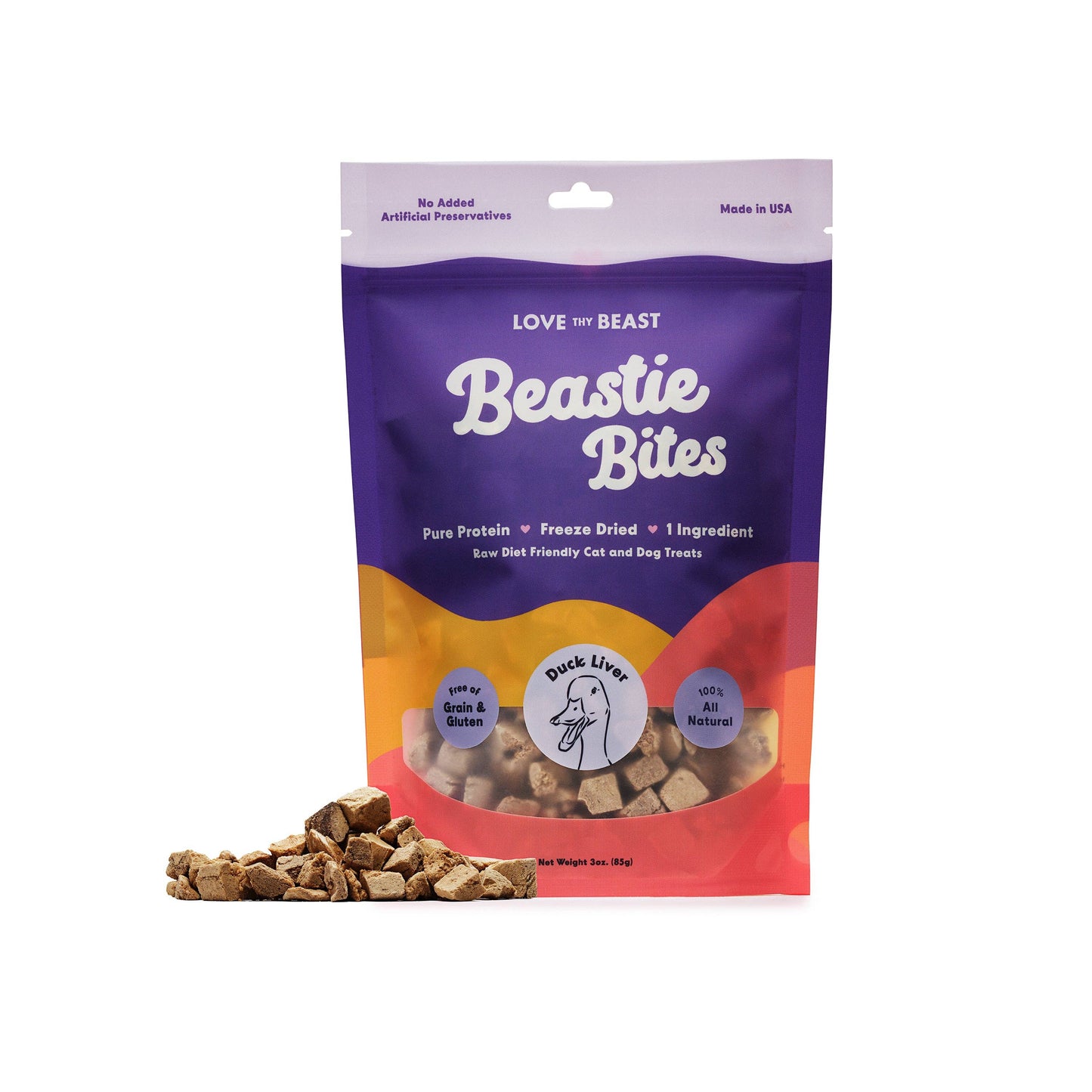 Freeze-Dried Duck Liver Dog & Cat Treat, 3-oz bag