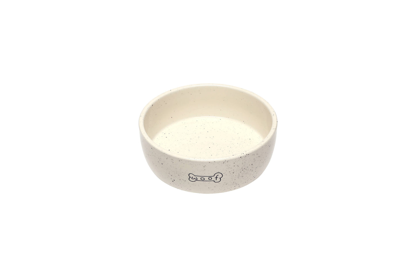 Woof Ceramic Dog Bowl, Water or Food Pet Dish, Medium