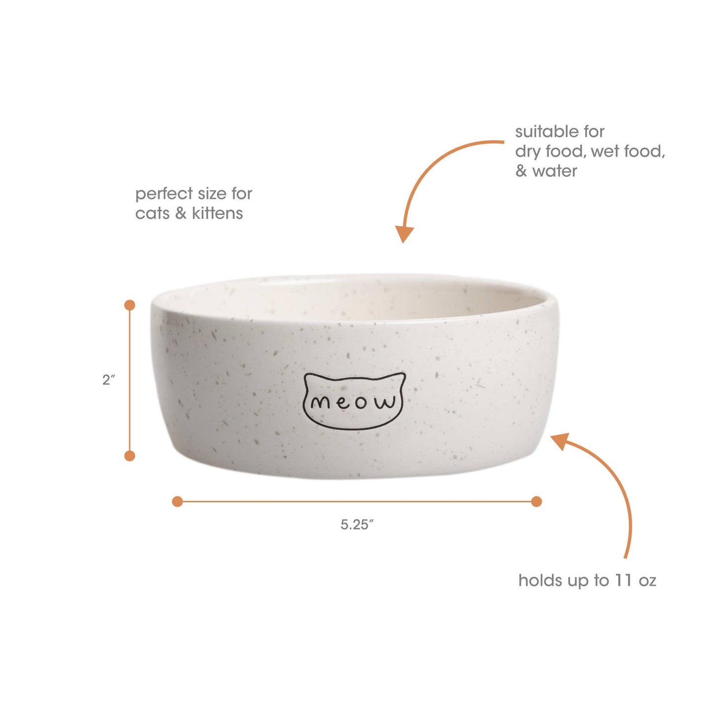 Speckled Cat Bowl, Water or Food Pet Dish, Small