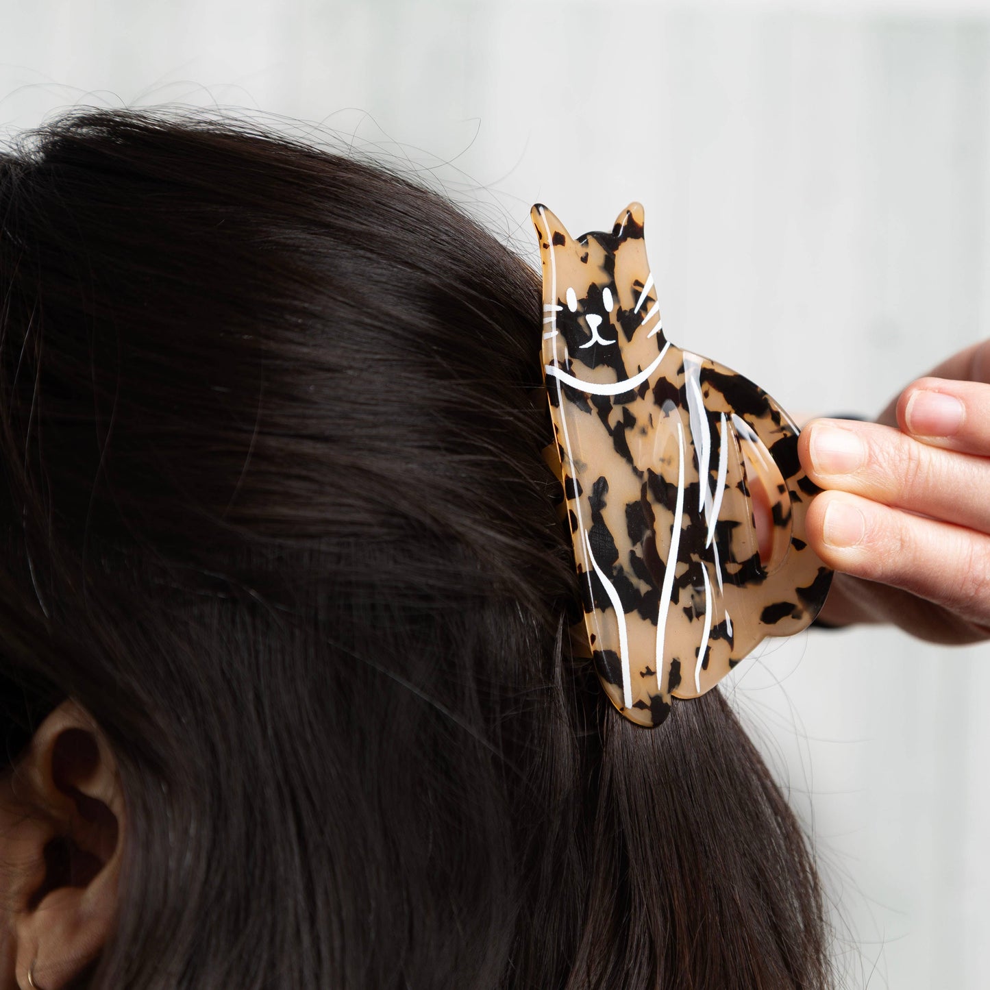 Cat Design Hair Claw Clip, Tortoise Shell Barrette