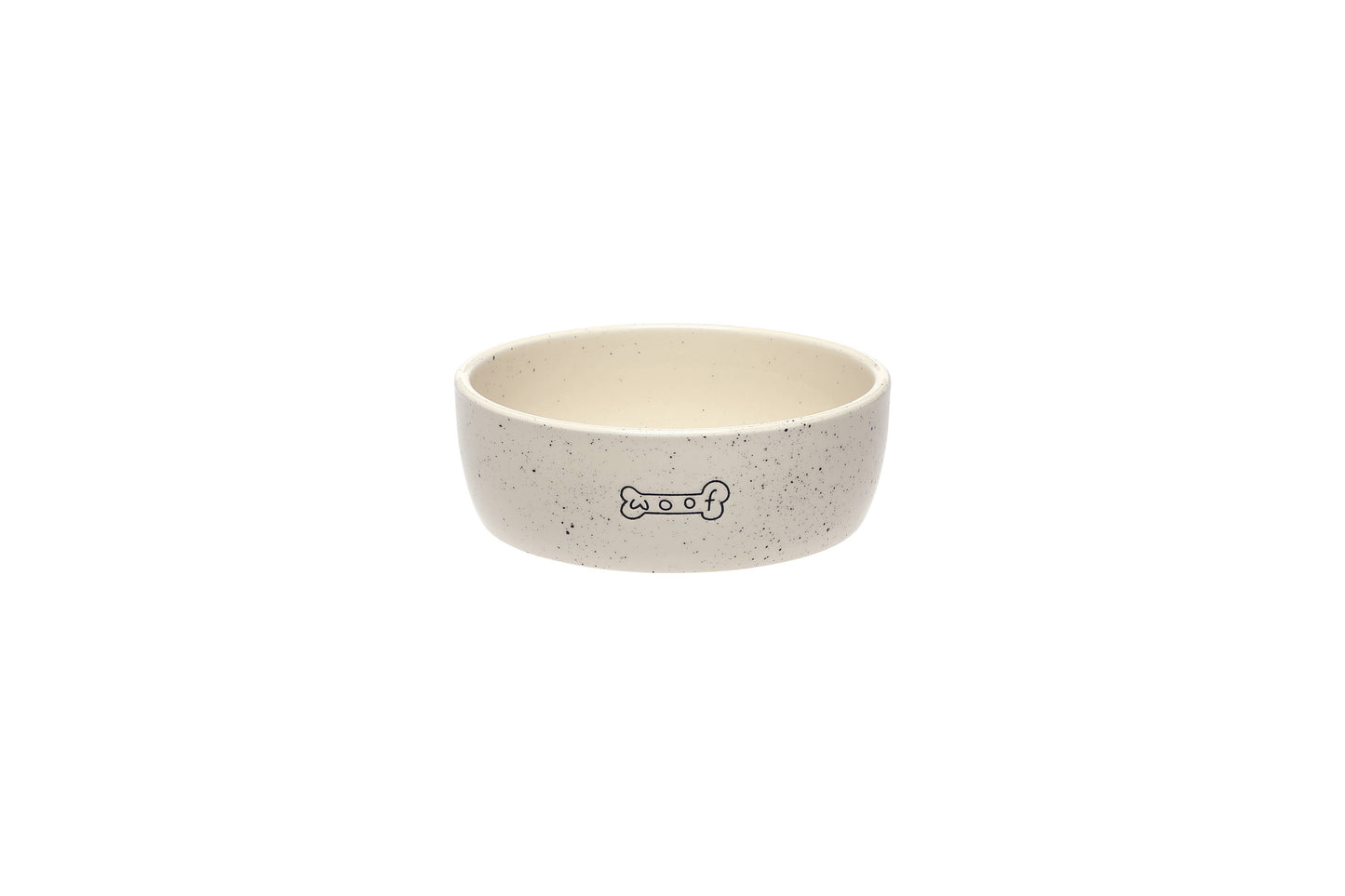Woof Ceramic Dog Bowl, Water or Food Pet Dish, Medium