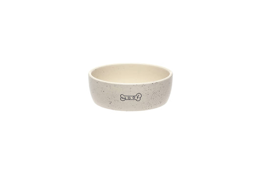 Woof Ceramic Dog Bowl, Water or Food Pet Dish, Medium