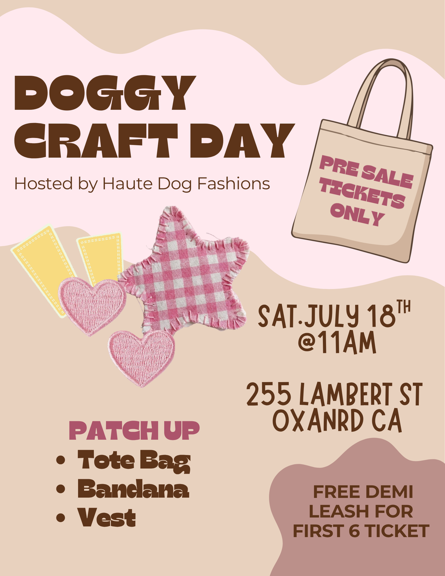 EVENT TICKET : DOGGY CRAFT DAY HOSTED BY HAUTE DOG FASHIONS