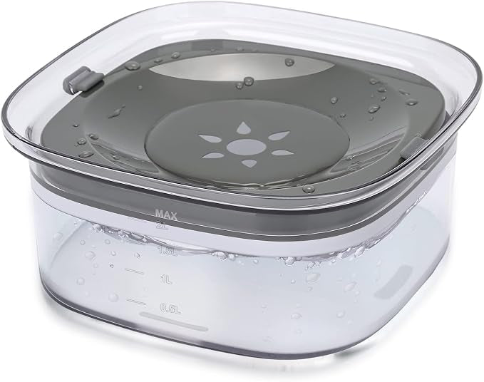 PETTOM No-Spill Anti-Splash Large Capacity 2L Water Bowl Grey