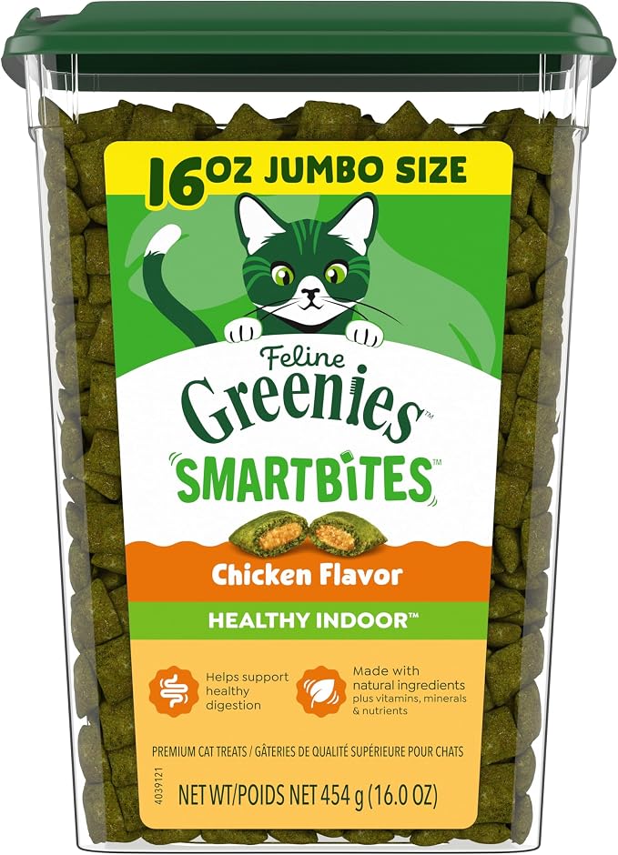 Greenies Feline Smartbites Healthy Indoor Cat Treats, Chicken, 16 oz