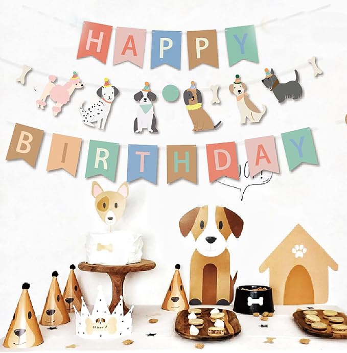 Dog Birthday Party Supplies - Dog Birthday Banner Dog Banner - Happy Birthday Banner - Cute Dog Banner Dog Theme Room Decor (Dog Happy Birthday)