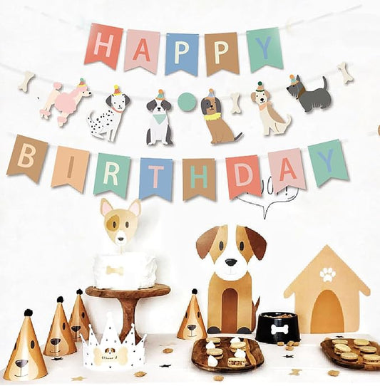 Dog Birthday Party Supplies - Dog Birthday Banner Dog Banner - Happy Birthday Banner - Cute Dog Banner Dog Theme Room Decor (Dog Happy Birthday)