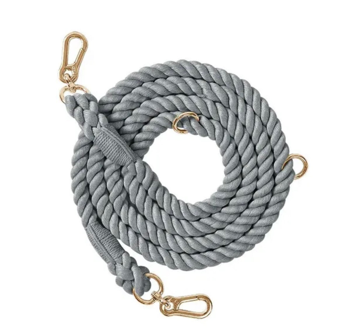 Grey- Braided Handsfree Rope Leash 8.5ft
