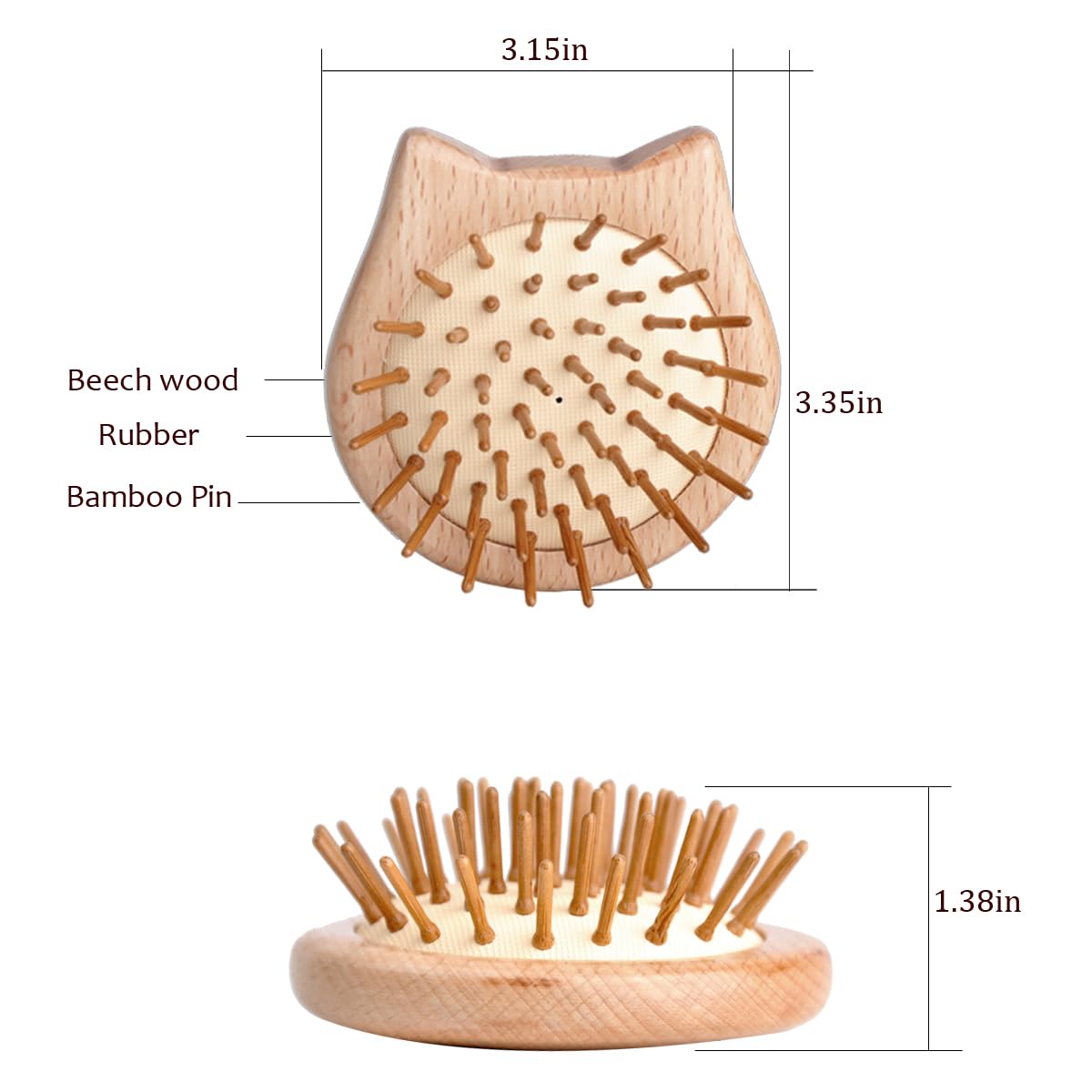 Bamboo Cat Shaped Hair Brush