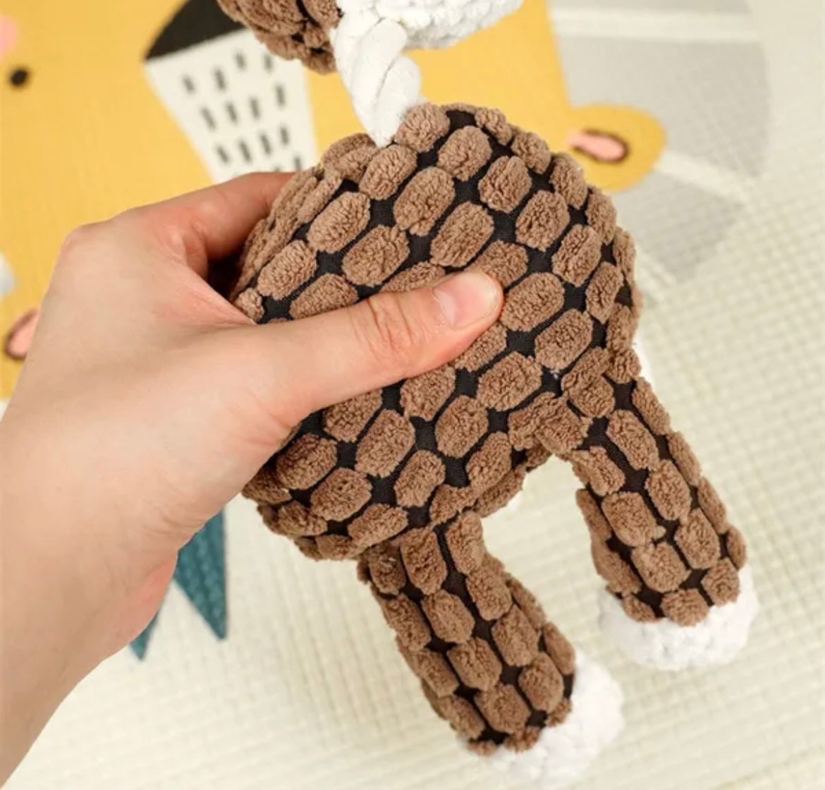 Donkey Shape Corduroy Chew Toy  - Brown