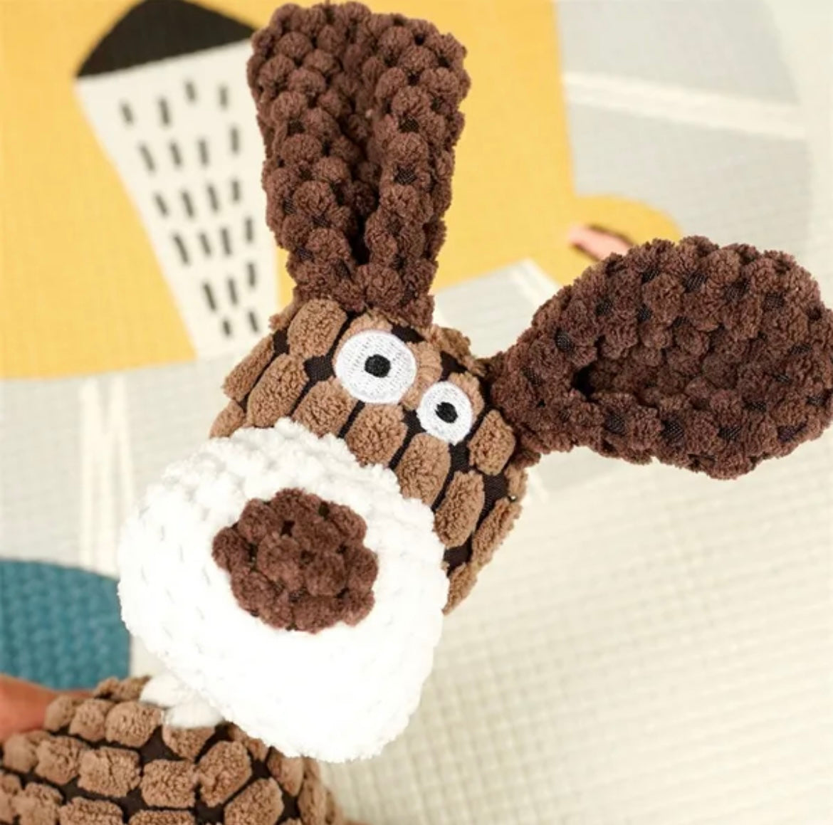 Donkey Shape Corduroy Chew Toy  - Brown