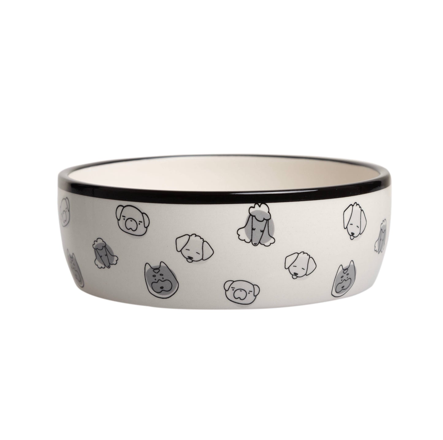 Dog Faces Pattern Ceramic Pet Bowl, Small/Medium