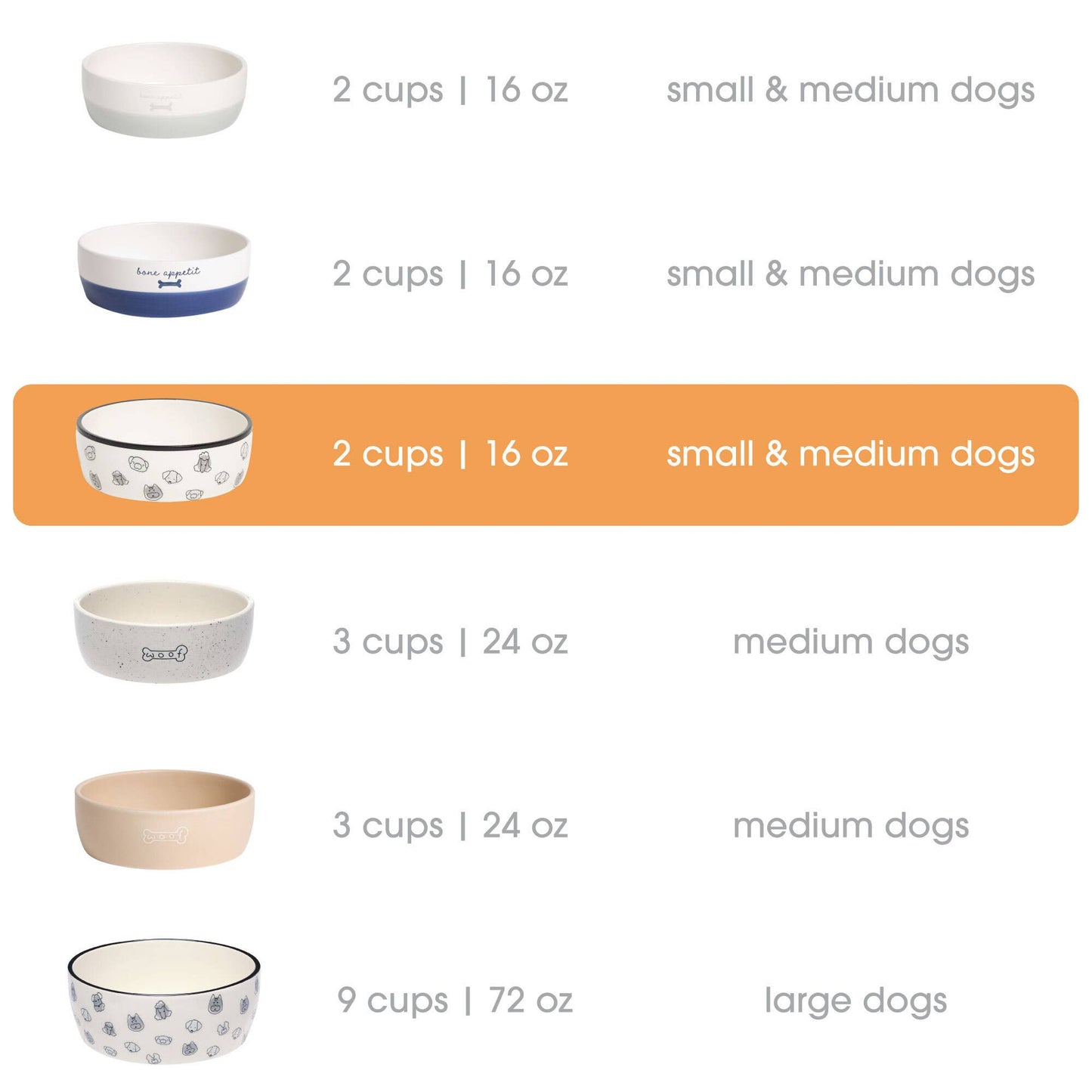 Dog Faces Pattern Ceramic Pet Bowl, Small/Medium