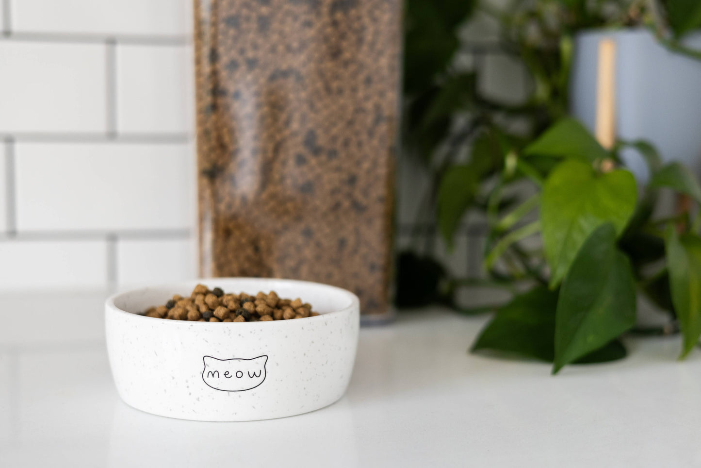 Speckled Cat Bowl, Water or Food Pet Dish, Small