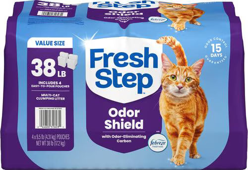 Fresh Step Multi-Cat Febreze Freshness Extra Strength Formula Clumping Cat Litter, 9.5-lb bag, 4 count